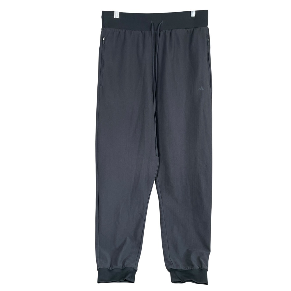 NEW Adidas Basketball‎ Track Pants Mens M Carbon Gray Waffle Knit Stretch $100 - Picture 3 of 5